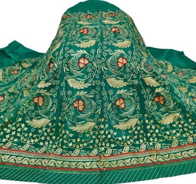 Shree Maashakti Trading Embroidered Semi Stitched Rajasthani Poshak(Green)