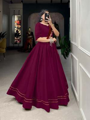 sarathybiz Self Design Semi Stitched Lehenga Choli(Purple)