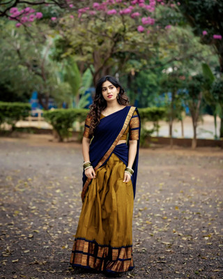 PAVITRAA SAREES Solid Semi Stitched Lehenga Choli(Gold)