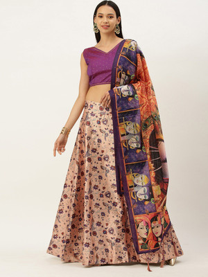 KAHIRAA WHOLETEX Digital Print Semi Stitched Lehenga Choli(Multicolor)