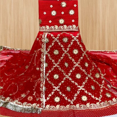 Hemlata Embroidered, Embellished Semi Stitched Lehenga Choli(Red)