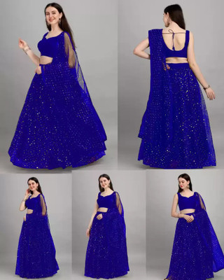 KRIMAA Embellished Semi Stitched Lehenga Choli(Blue)