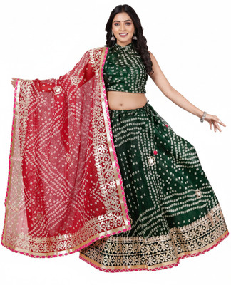 PAHNAVA Printed Semi Stitched Lehenga Choli(Multicolor)