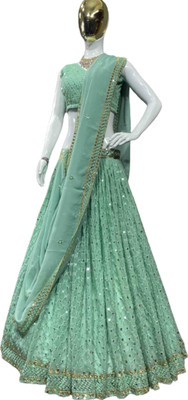 IYALAFAB Self Design Semi Stitched Lehenga Choli(Light Blue)
