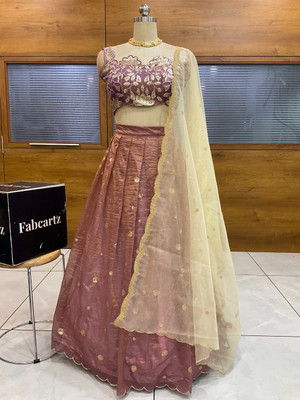 Payu Self Design Semi Stitched Lehenga Choli(Pink)