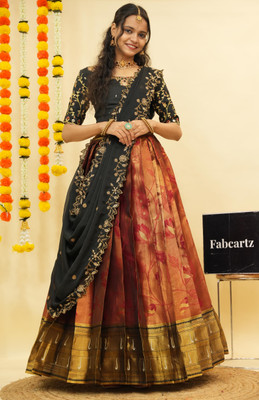 SHREE CREATION Self Design Semi Stitched Lehenga Choli(Multicolor)