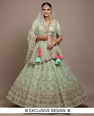 shreeradhaa Solid Stitched Lehenga Choli(Light Green)