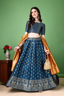 SWAMI STUDIO Self Design Semi Stitched Lehenga Choli(Blue)