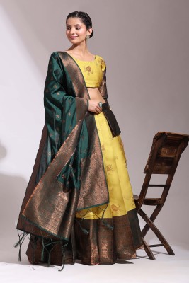 Sonu Creation Self Design Semi Stitched Lehenga Choli(Yellow)