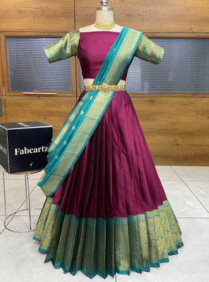 Sonu Creation Self Design Semi Stitched Lehenga Choli(Purple)