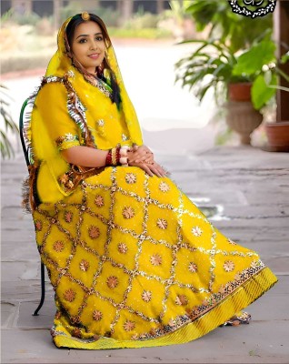 Anjani Textile Embroidered, Embellished, Self Design Semi Stitched Lehenga Choli(Multicolor)