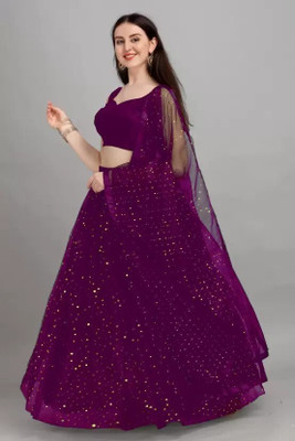 HOUSE OF COMMON Self Design Semi Stitched Lehenga Choli(Purple)