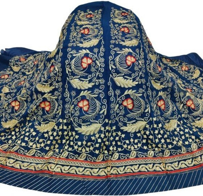 Shree Maashakti Trading Embroidered Semi Stitched Rajasthani Poshak(Blue)