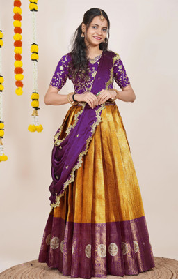 SHREE CREATION Self Design Semi Stitched Lehenga Choli(Orange)