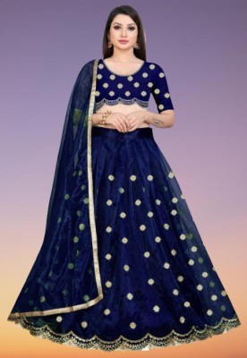 BIPIN ENTERPRISE Embroidered Semi Stitched Lehenga Choli(Blue)