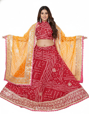 PAHNAVA Printed Semi Stitched Lehenga Choli(Multicolor)