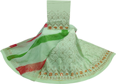 MANTUSHTI Embroidered Semi Stitched Rajasthani Poshak(Light Green)