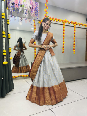MR Y Self Design Semi Stitched Lehenga Choli(Grey)