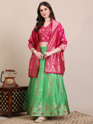NITYA TEXOFAB Self Design Semi Stitched Lehenga Choli(Light Green)