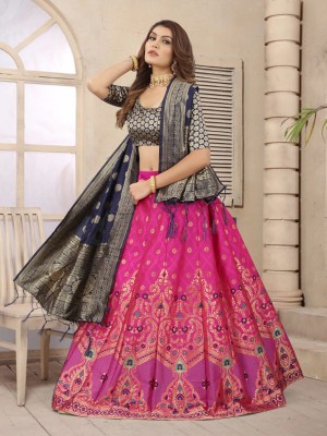 PRO TEXOFAB Embellished Semi Stitched Lehenga Choli(Purple)