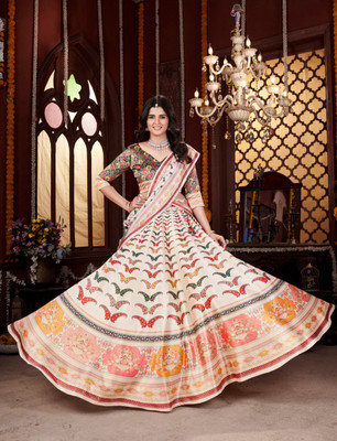 SK Creation Digital Print Semi Stitched Lehenga Choli(Multicolor)