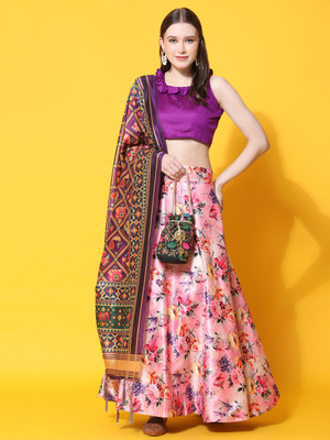 KAHIRAA WHOLETEX Digital Print Semi Stitched Lehenga Choli(Multicolor)