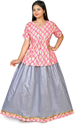 avery Solid Semi Stitched Lehenga & Kurta(Pink)