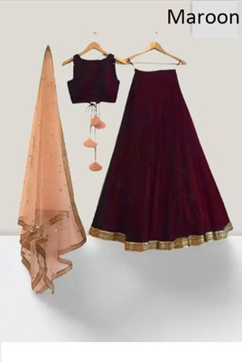 Omstar Fashoin Self Design Semi Stitched Lehenga Choli(Maroon)