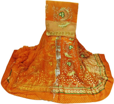 SHREE AMBEY TRADING Embroidered Semi Stitched Rajasthani Poshak(Yellow)
