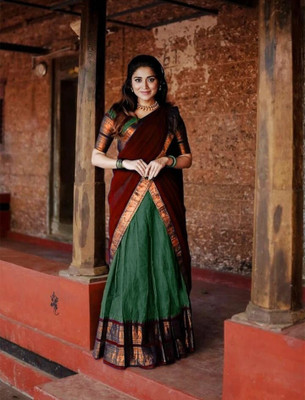 Harshiv Textile Embellished Semi Stitched Lehenga Choli(Green)