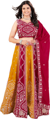 AVITAATEX Embroidered Semi Stitched Lehenga Choli(Yellow)