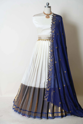 MR Y Embroidered Semi Stitched Lehenga Choli(Dark Blue)