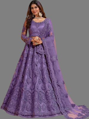 SATVASHIV Embroidered Semi Stitched Lehenga Choli(Light Blue)