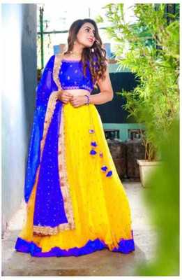 MOR FOR FAB Embroidered Semi Stitched Lehenga Choli(Yellow)