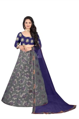 rujave Embellished, Self Design Semi Stitched Lehenga Choli(Grey)