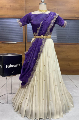SHREE CREATION Embroidered Semi Stitched Lehenga Choli(Purple)