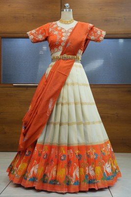 Payu Self Design Semi Stitched Lehenga Choli(Orange)