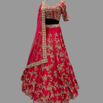 IYALAFAB Self Design Semi Stitched Lehenga Choli(Red)