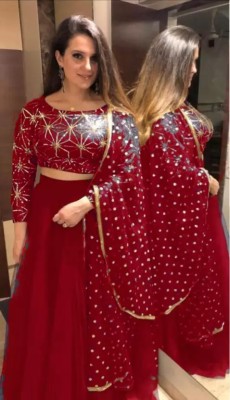 vajiba Self Design Semi Stitched Lehenga Choli(Maroon)