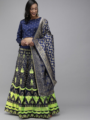 Fabcartz Self Design Semi Stitched Lehenga Choli(Multicolor)