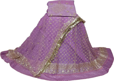Shree Ambey Creation Embroidered Semi Stitched Rajasthani Poshak(Purple)