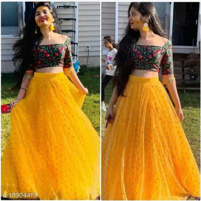 Rivazz Creation Embroidered Semi Stitched Lehenga Choli(Yellow)