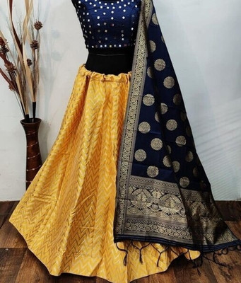 NITYA TEXOFAB Self Design Semi Stitched Lehenga Choli(Dark Blue)