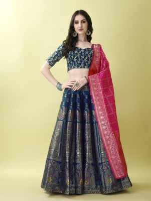 Hireva Fashion Self Design Semi Stitched Lehenga Choli(Multicolor)