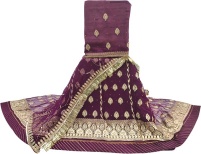 Man Fashion Embroidered Semi Stitched Lehenga Choli(Purple)