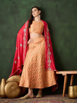Sangria Self Design Stitched Lehenga Choli(Multicolor)
