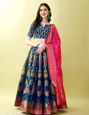 krishu fashion Self Design Semi Stitched Lehenga Choli(Multicolor)