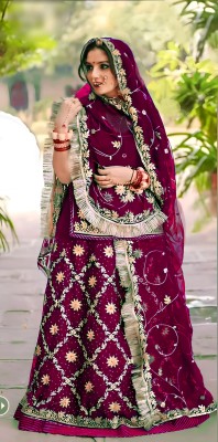 Hemlata Embroidered, Embellished Semi Stitched Lehenga Choli(Purple)