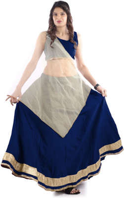 lazyandcrazy shop Self Design Semi Stitched Lehenga Choli(Blue)