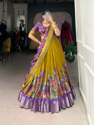 CynorFab Self Design Semi Stitched Lehenga Choli(Yellow)